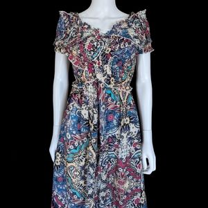 Anthropologie Smocked Gauze Criss-Cross floral Dress By Anthropologie